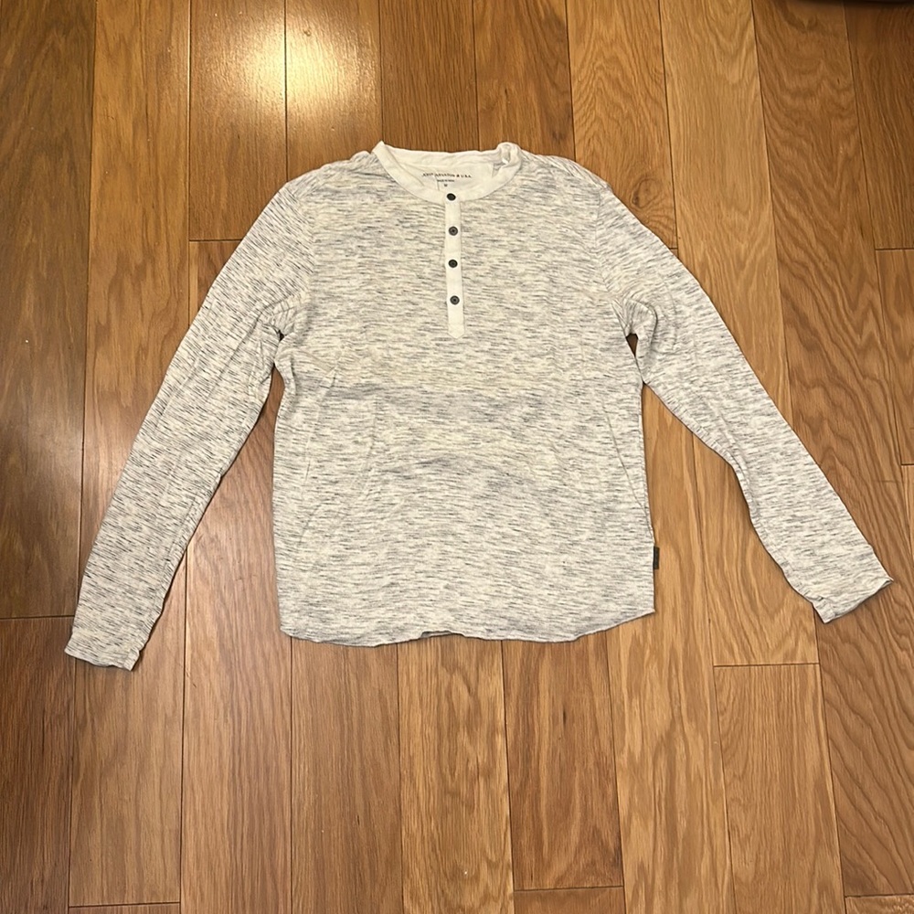 John Varvatos White Long Sleeve Henley - Medium